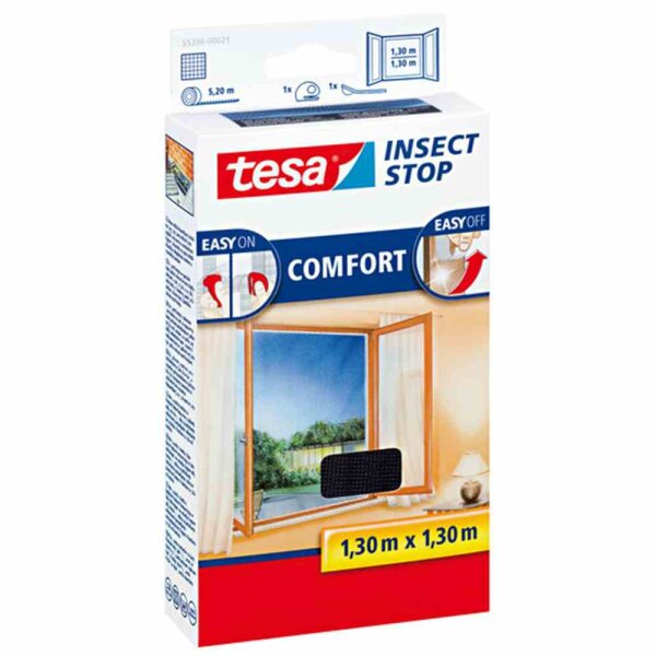 TESA 553962100 Fliegengitter für Fenster anthrazit 130x130cm