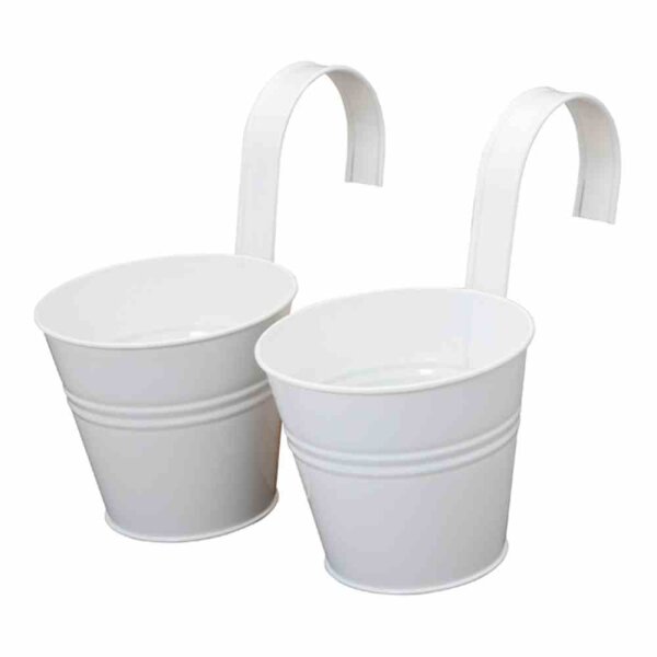 SIENA GARDEN Blumentopf 2er Set weiss inkl. Halter, Zinkblech
