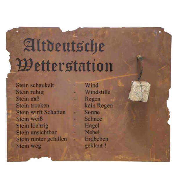 H.G-DEKO Altdeutsche Wetterstation zum Hängen Metall mit Edelrost, 80xH70cm