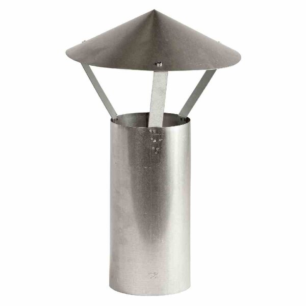 FIREFIX FAL Regenhaube Ø 110 mm, für Ofenrohr, Silber, verzinkt, Höhe 420 mm