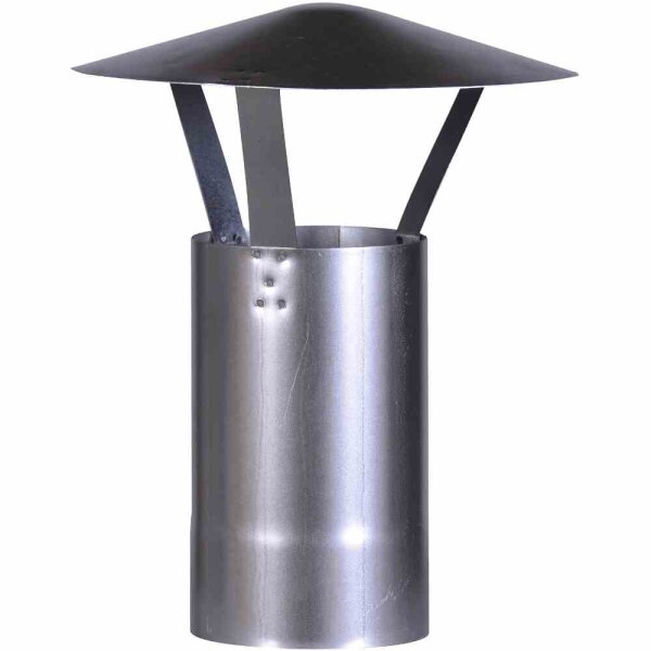 FIREFIX FAL Regenhaube Ø 130 mm, für Ofenrohr, Silber, verzinkt, Höhe 420 mm