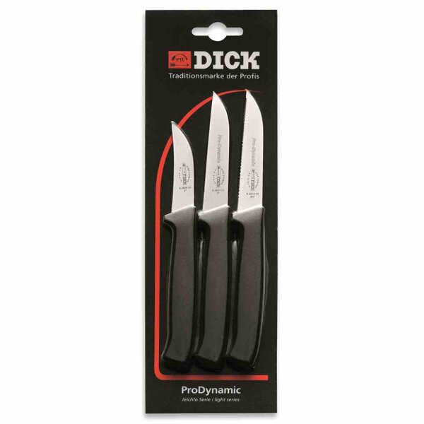 DICK ProDynamic Messerset 3 Messer 1x Schälmesser 2x Küchenmesser schwarz