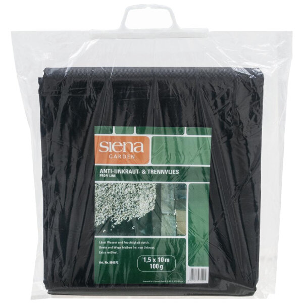 SIENA GARDEN Anti-Unkrautvlies 1,5x10m 100g, schwarz, +Trennvlies