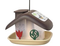 PLASTIA Vogelfutterhaus Domek mit Silo braun/beige