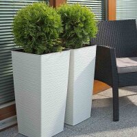 SIENA GARDEN Pflanzgefäß NIZZA Pflanzkasten Blumenkasten weiß Rillenoptik 40x40