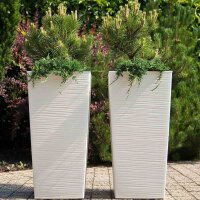SIENA GARDEN Pflanzgefäß NIZZA Pflanzkasten Blumenkasten weiß Rillenoptik 40x40