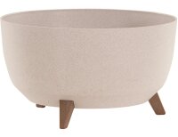 SIENA GARDEN ECO Gefäß Oslo 47cm beige Kst./Holzf., Ø47 x 26,5cm