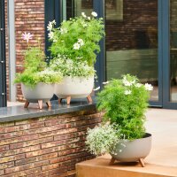 SIENA GARDEN ECO Gefäß Oslo 47cm beige Kst./Holzf., Ø47 x 26,5cm