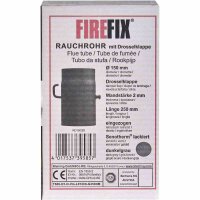 FIREFIX Ofenrohr 250mm,Ø150mm,gr mit Regulierklappe, grau
