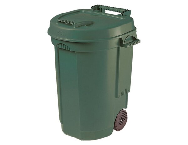 EDA Fahrbarer Abfallbehälter 110 Liter 55 x 58 x 81 cm Kunststoff grün