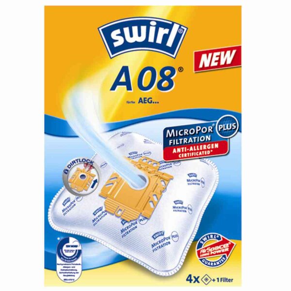 SWIRL 4006508179343 A 08 MicroPor® Plus Staubsaugerbeutel für AEG Staubsauger