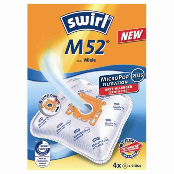 SWIRL 4006508205646 Papierbeutel M 52 MicroPor® Plus für Miele Staubsauger