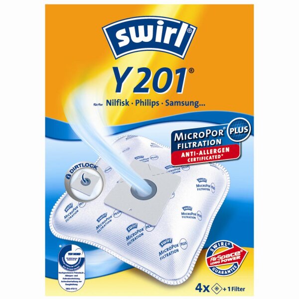 SWIRL 4006508205844 Y 201 MicroPor® Plus Staubsaugerbeutel 4 Stück + 1 Filter