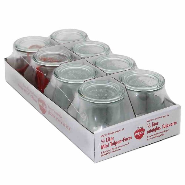 WECK 8T-762 Minitulpe 220 ml 8er-Tray inkl. Ringe und Klammern