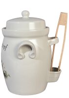SCHMITT Gurkentopf 5L creme Keramik, mit Holzzange