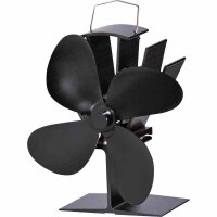 FIREFIX Ofenventilator ab 50 Grad, Kaminofen Ventilator, stromlos, Schwarz