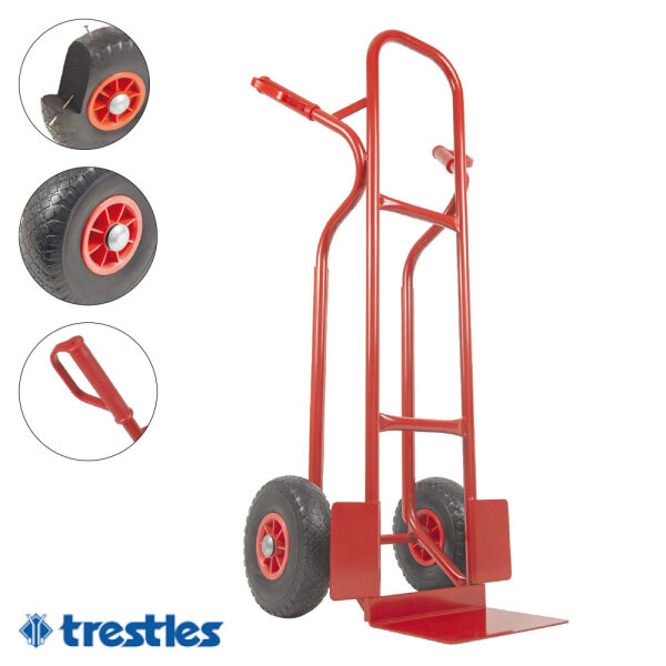 TRESTLES Sackkarre pannensicher Gleitkufe Transportkarre Profi 250kg S04 rot