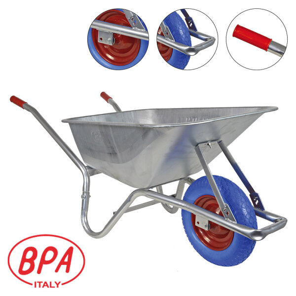 BPA Schubkarre pannensicher Vollgummirad Bauschubkarre Gartenkarre 100l Mulde