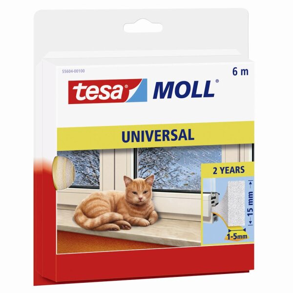 TESA 5560410000 Tesamoll 6m:15mm weiß, Universal