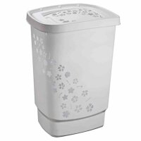 ROTHO Wäschebox Flowers 55 l grau 44,7 x 34,7 x 60,4 cm