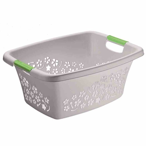 ROTHO Wäschekorb Flowers 50 l grau 65,1 x 48,6 x 26,2 cm