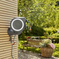 GARDENA Wand-Schlauchbox Schlauchtrommel RollUp M 20 Meter weiß