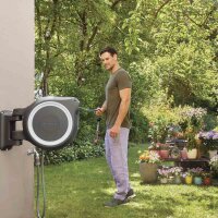 GARDENA Wand-Schlauchbox Schlauchtrommel RollUp M/L 25 Meter weiß