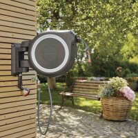 GARDENA Wand-Schlauchbox Schlauchtrommel RollUp M/L 25 Meter weiß