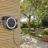 GARDENA Wand-Schlauchbox Schlauchtrommel RollUp M/L 25 Meter weiß