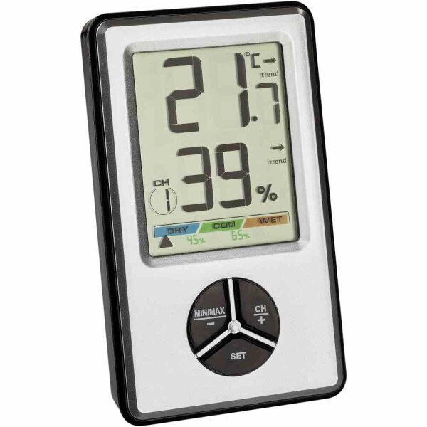 TFA DOSTMANN Thermo-Hygrometer digital silber