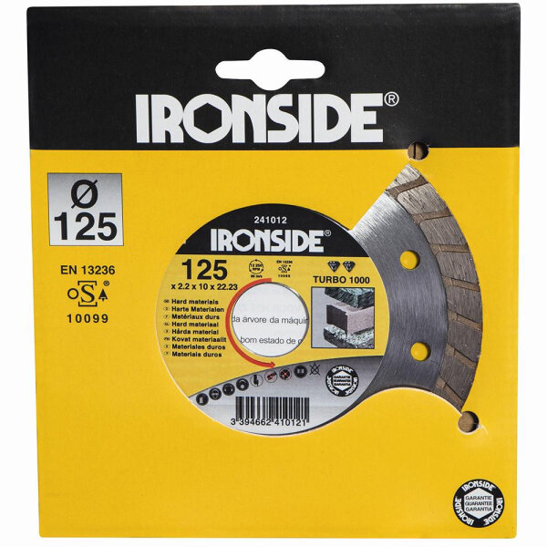 IRONSIDE Diamant-Trennscheibe Typ EUROJET 125mm, 2,2/10mm Rand geschlossen